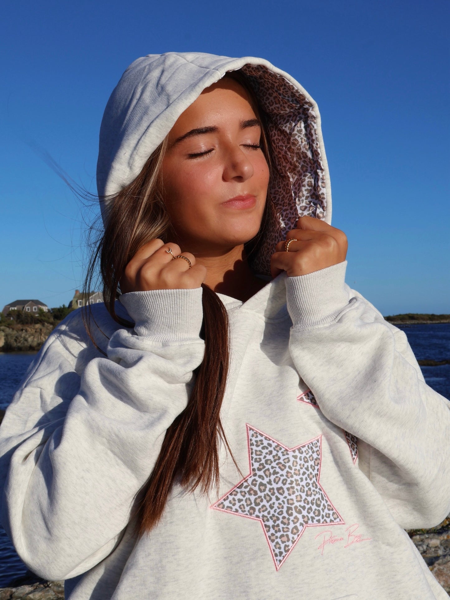 Leopard Hoodie in Heather Grey