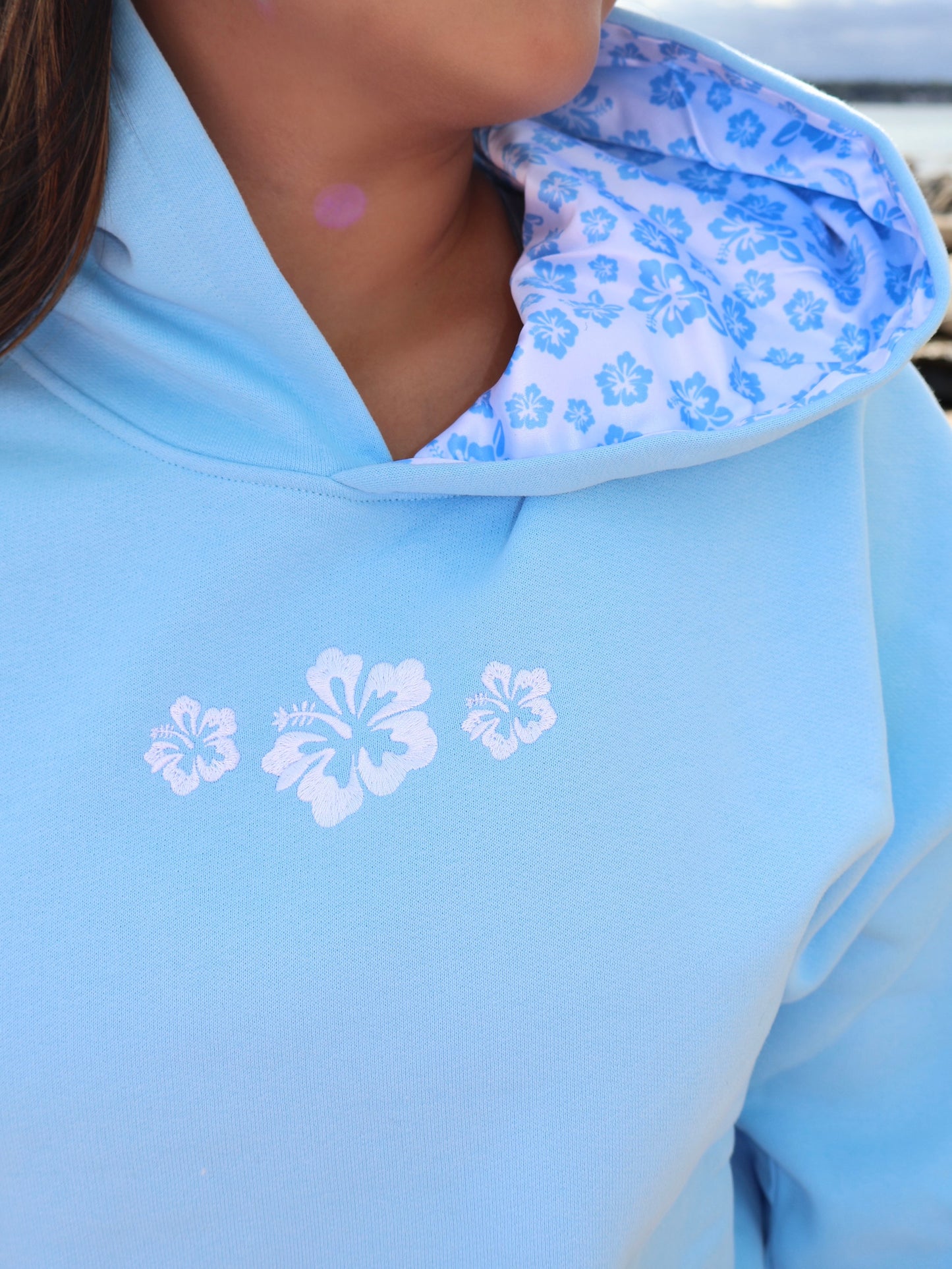 Hibiscus Hoodie in Sky Blue