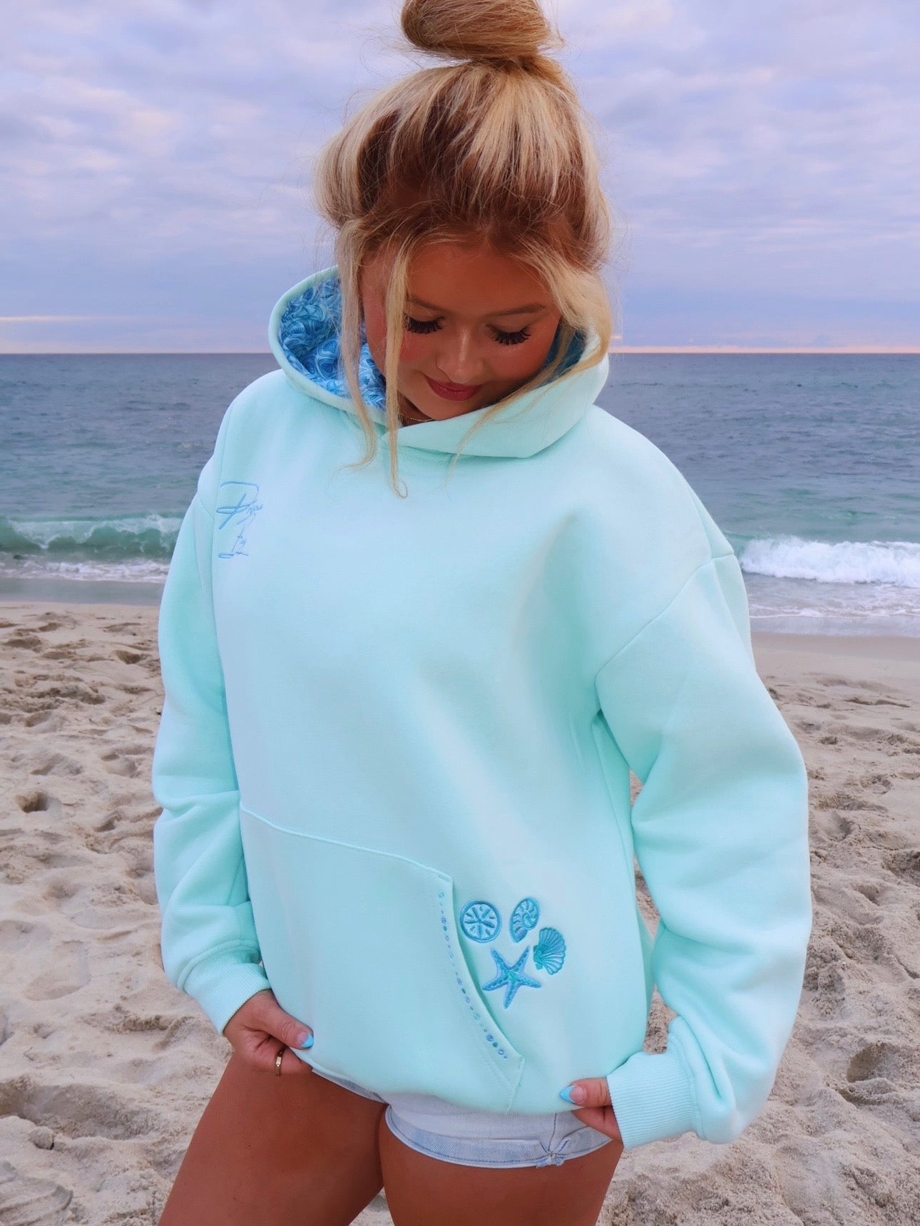 Coastal Hoodie in Aqua
