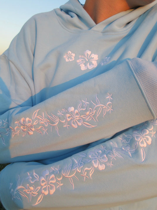Hibiscus Hoodie in Sky Blue