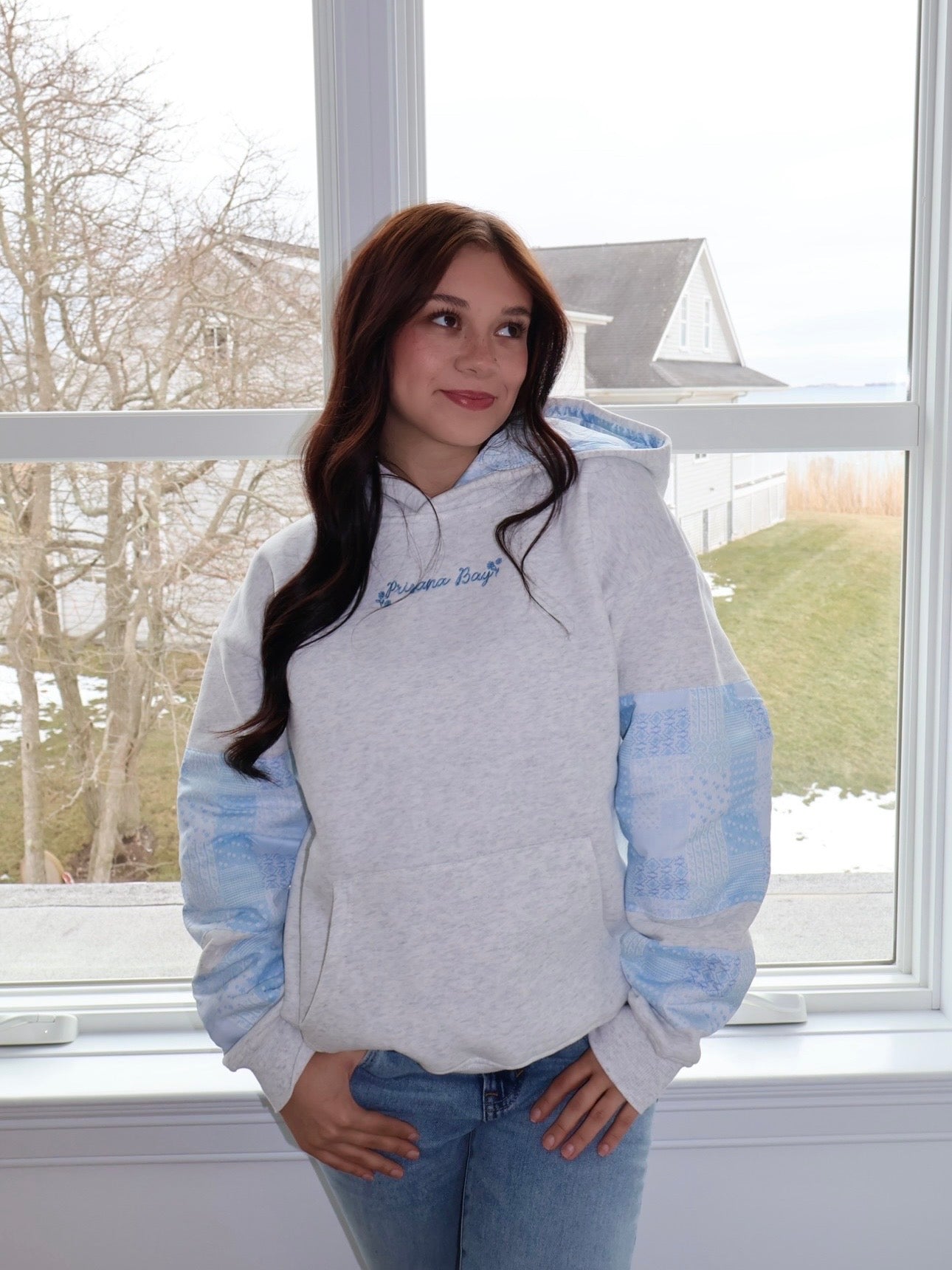 Patchwork Hoodie in Bluebell