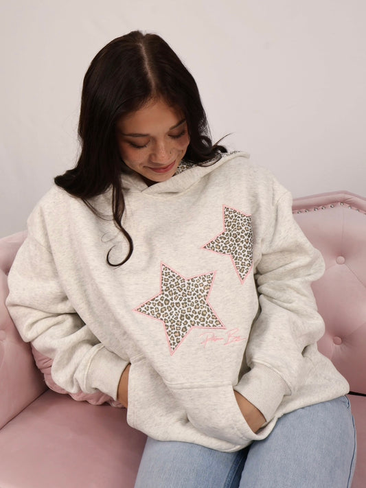 Leopard Hoodie in Heather Grey