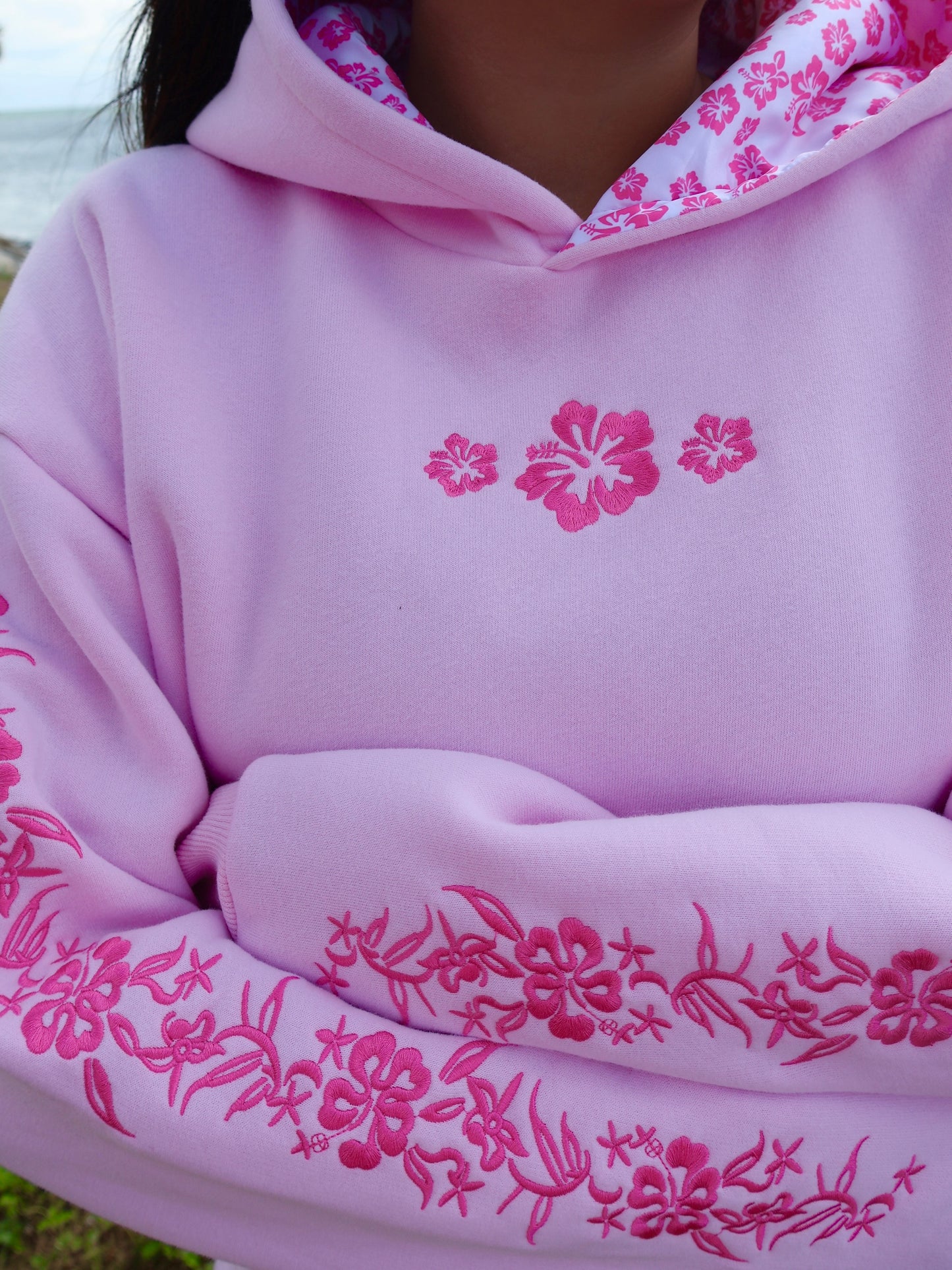 Hibiscus Hoodie in Sunset Pink