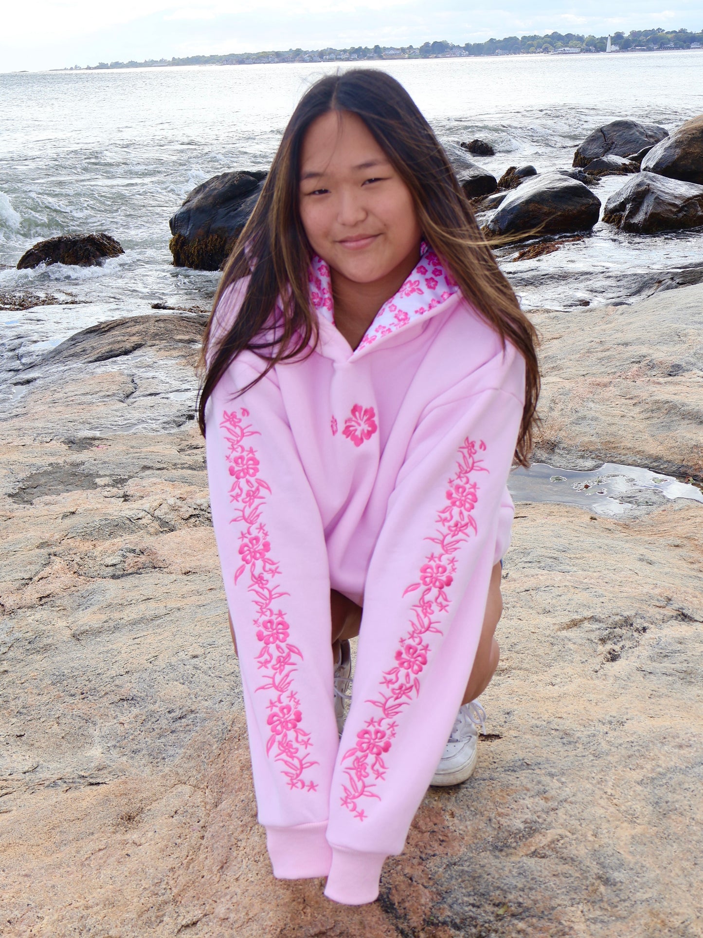 Hibiscus Hoodie in Sunset Pink