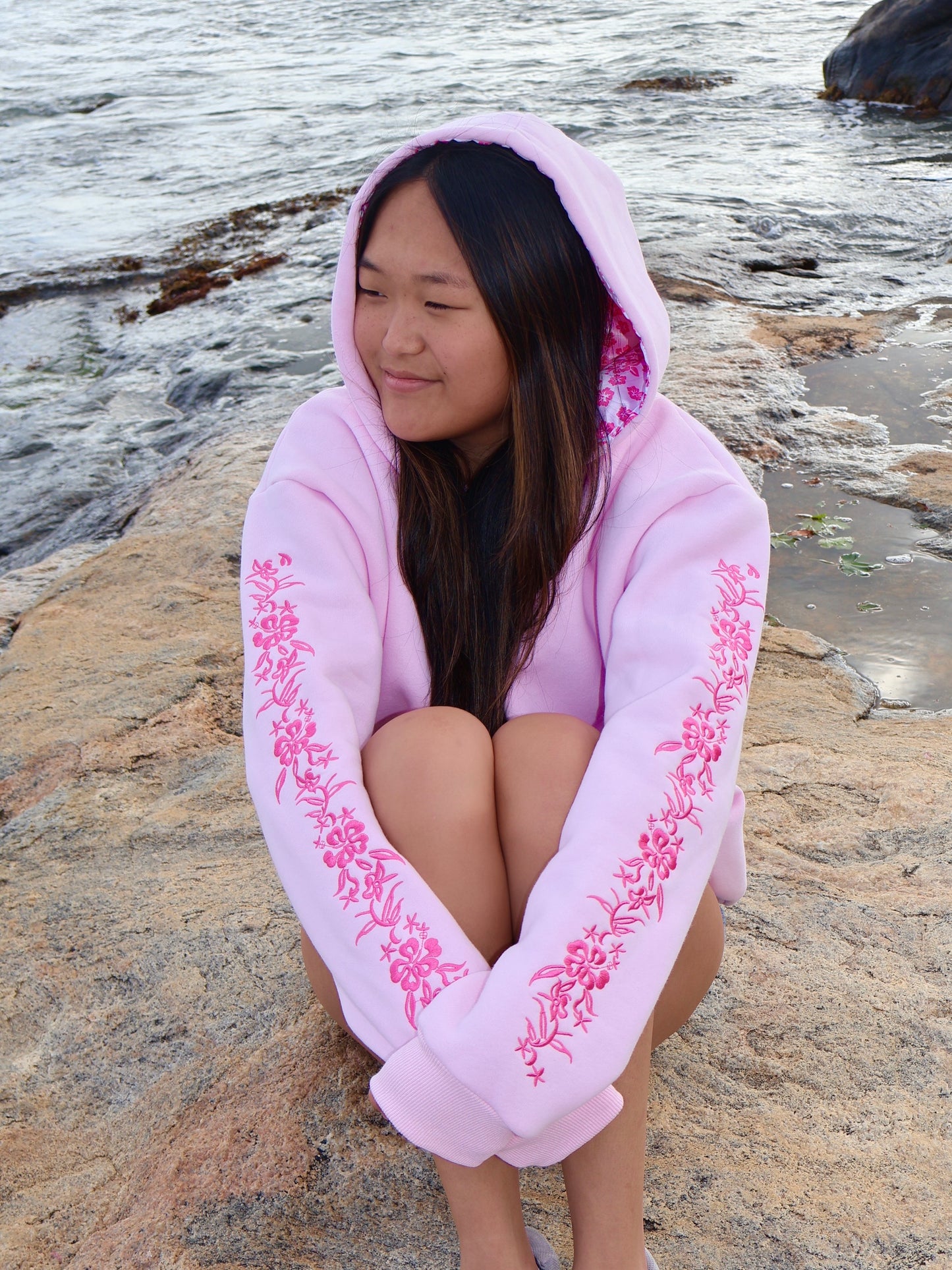 Hibiscus Hoodie in Sunset Pink