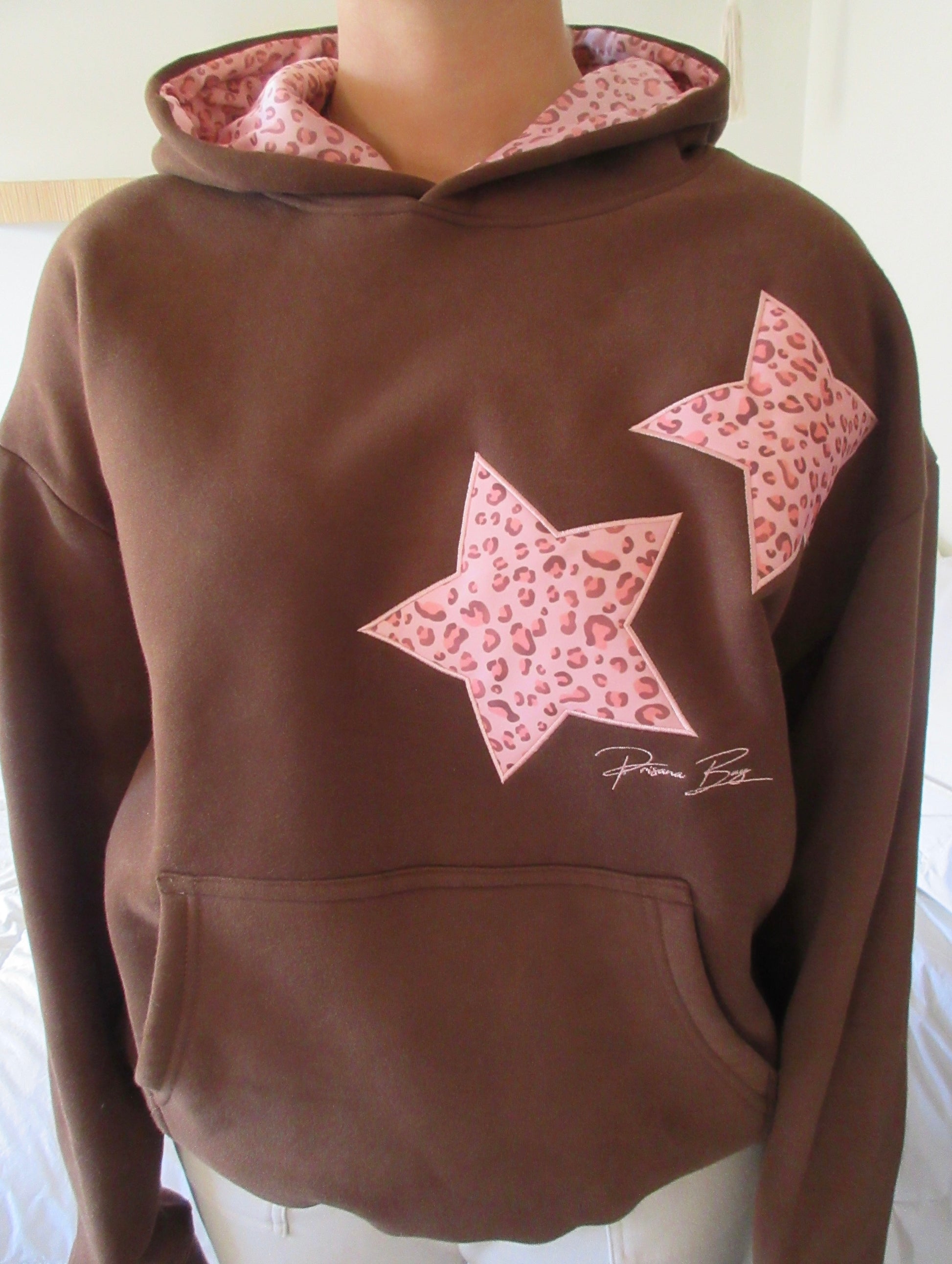 Pullover Hoodie Cheetah Print Pink Hoodie Leopard Hoodie In Cocoa