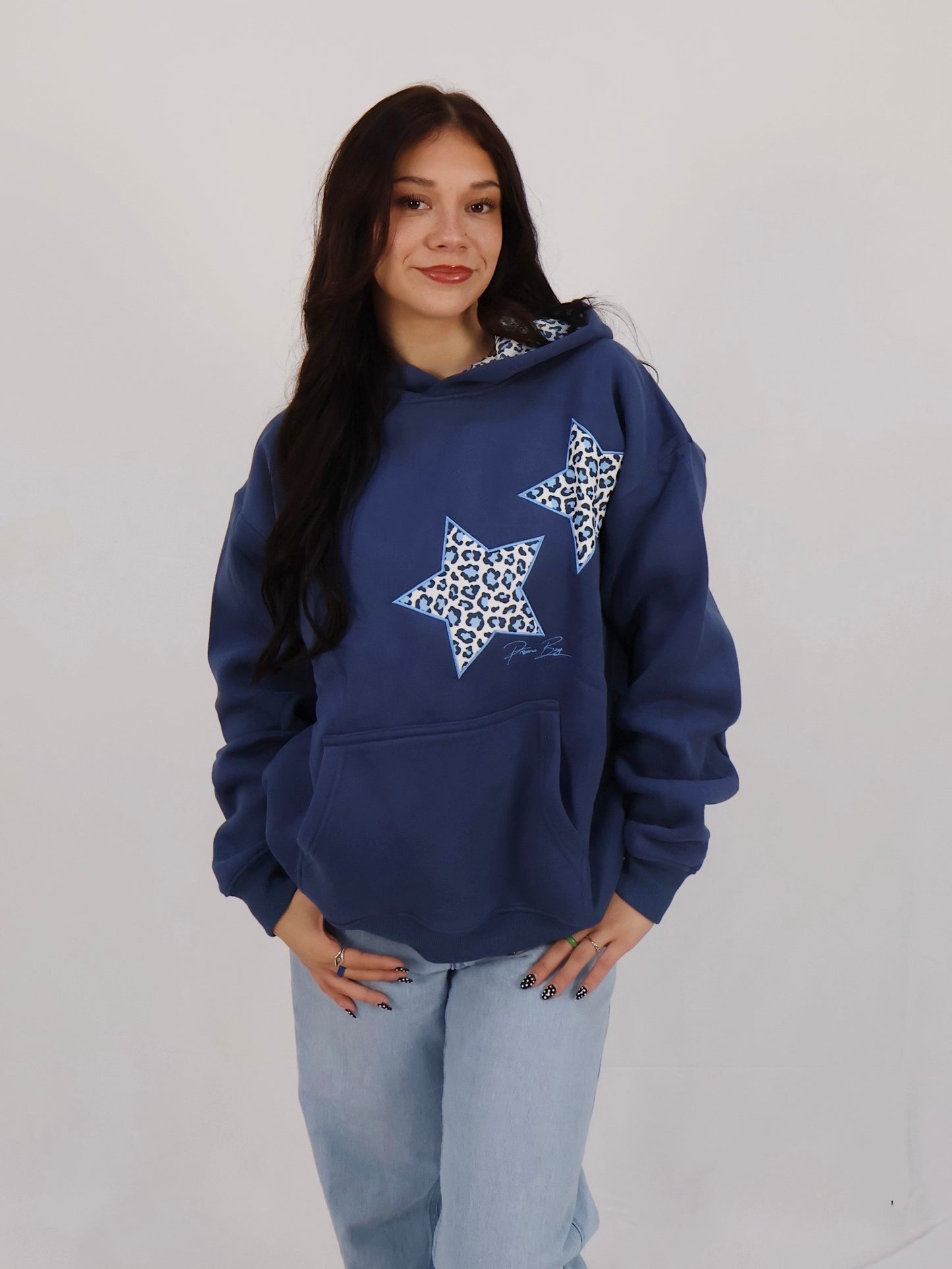 Leopard Hoodie in Navy