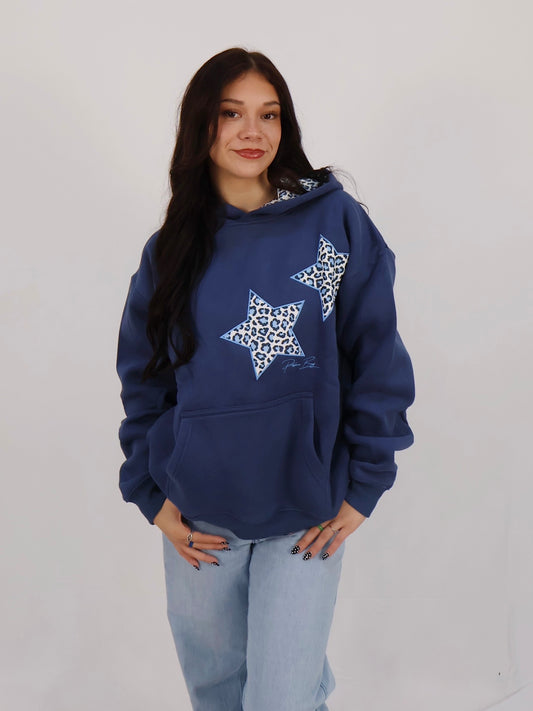 Leopard Hoodie in Navy