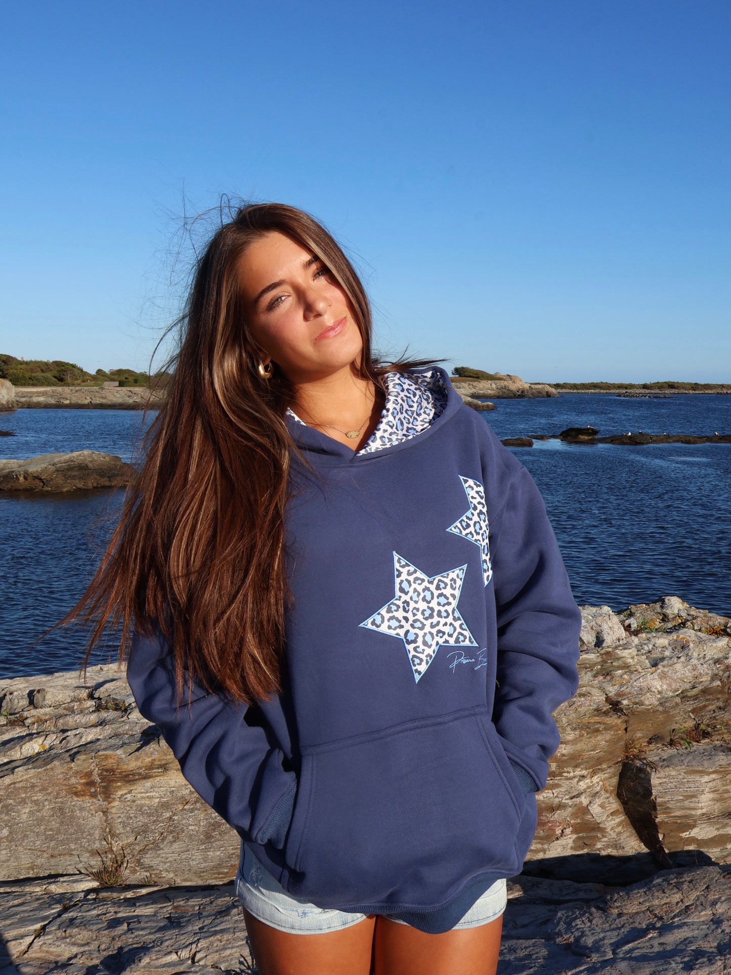 Leopard Hoodie in Navy