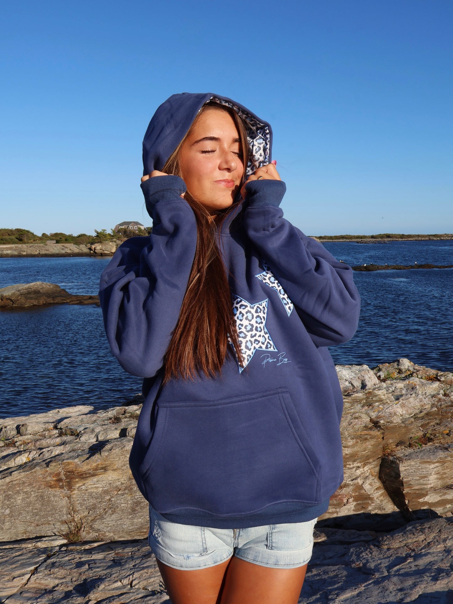 Leopard Hoodie in Navy