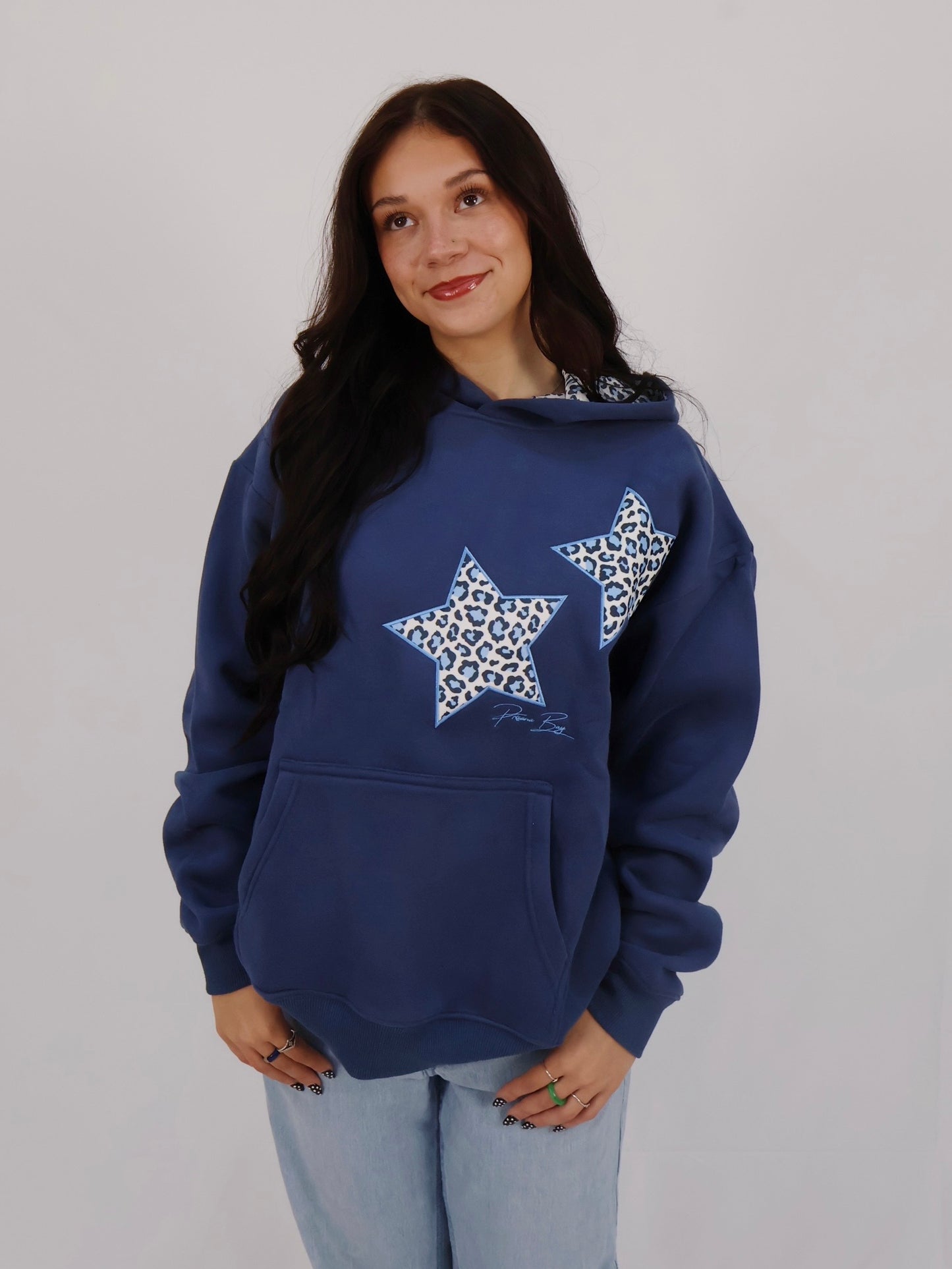 Leopard Hoodie in Navy